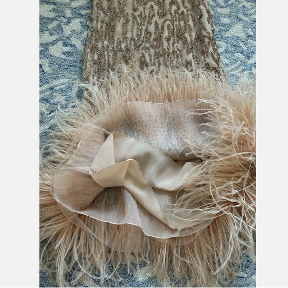 J. Mendel Dress Designer Beaded Cocktail Feather Vintage Size Small 0 2 4 XS - Picture 8 of 13